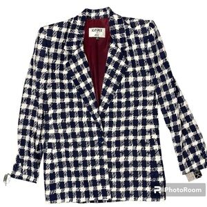 Kasper for ASL Vintage women’s checkered sharp shoulder blazer size 6